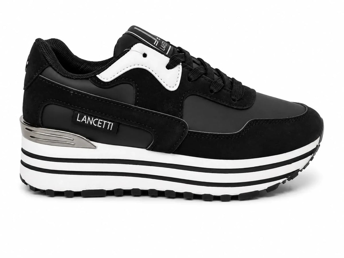 Original Sneakers Damă Negri cu Platformă Înaltă
