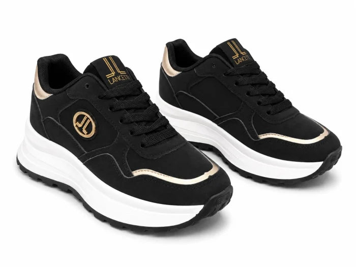 Original Sneakers Damă Negri cu Talpă Înaltă,