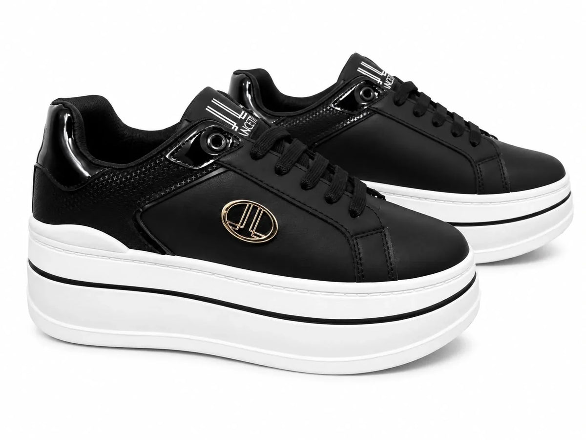 Original Sneakers Damă Negri cu Platformă Înaltă