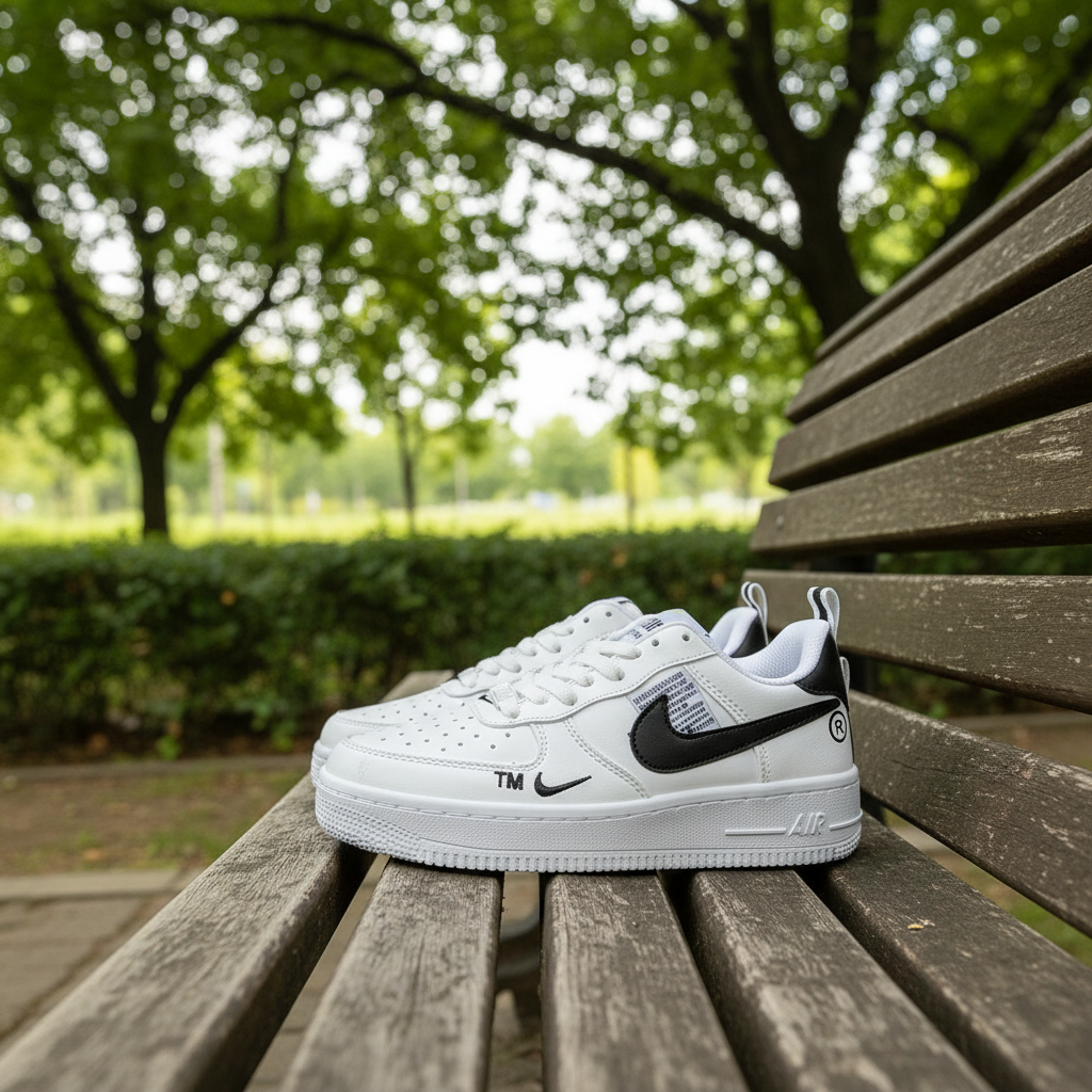 AF1 TM Low Alb-Negru