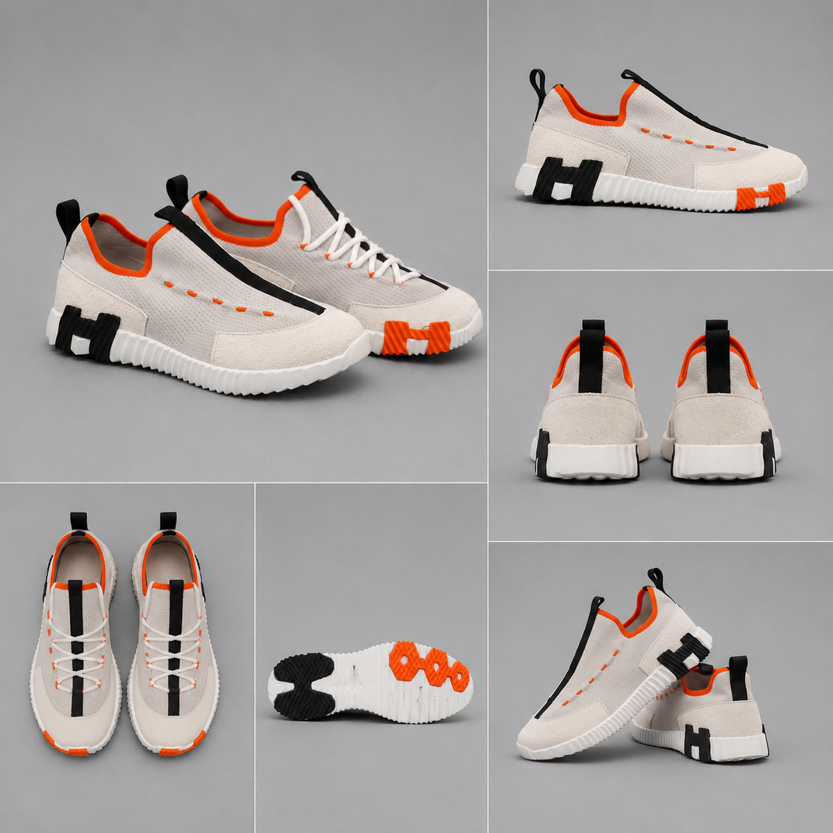 Pantofi Casual Bărbați Crem cu Accente Portocalii, Confort Premium,