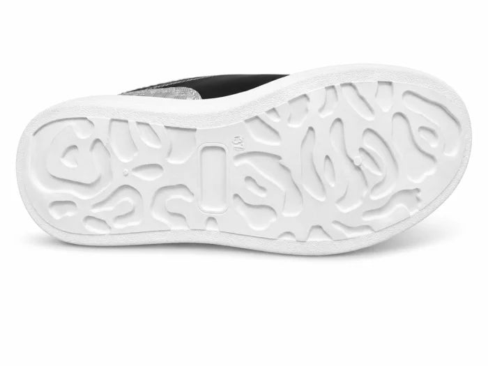 Lancetti® Pantofi Casual Damă Negri cu Platformă Albă și Accente Argintii