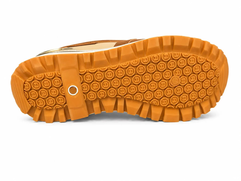 Original Sneakers Damă Camel-Bej cu Platformă Înaltă,