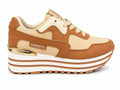 Original Sneakers Damă Camel-Bej cu Platformă Înaltă,