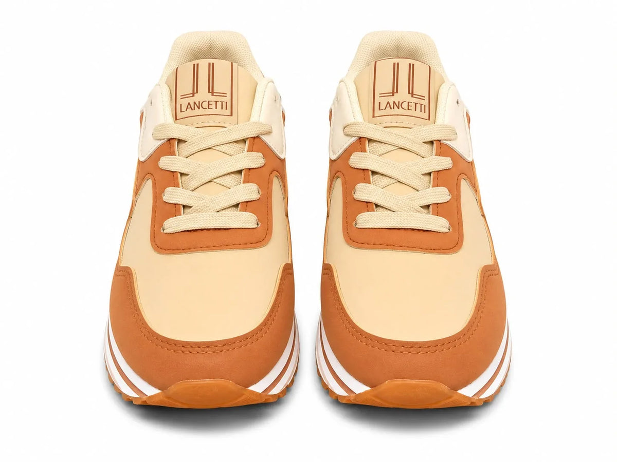 Original Sneakers Damă Camel-Bej cu Platformă Înaltă,