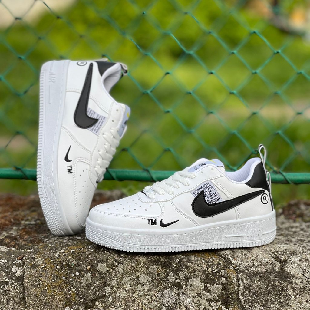 AF1 TM Low Alb-Negru