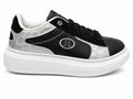 Lancetti® Pantofi Casual Damă Negri cu Platformă Albă și Accente Argintii