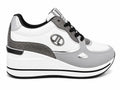 Original Sneakers Damă Alb-Gri cu Platformă Înaltă,
