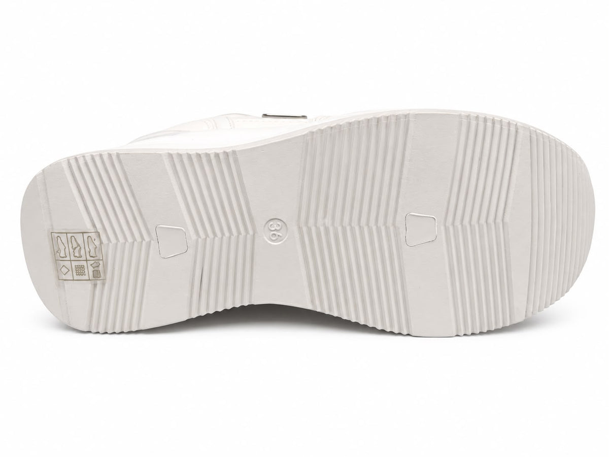 Pantofi Casual Damă Albi cu Platformă și Detalii Argintii