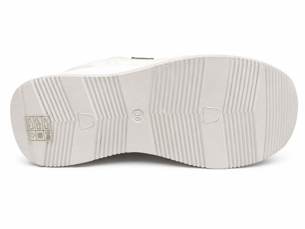 Pantofi Casual Damă Albi cu Platformă și Detalii Argintii