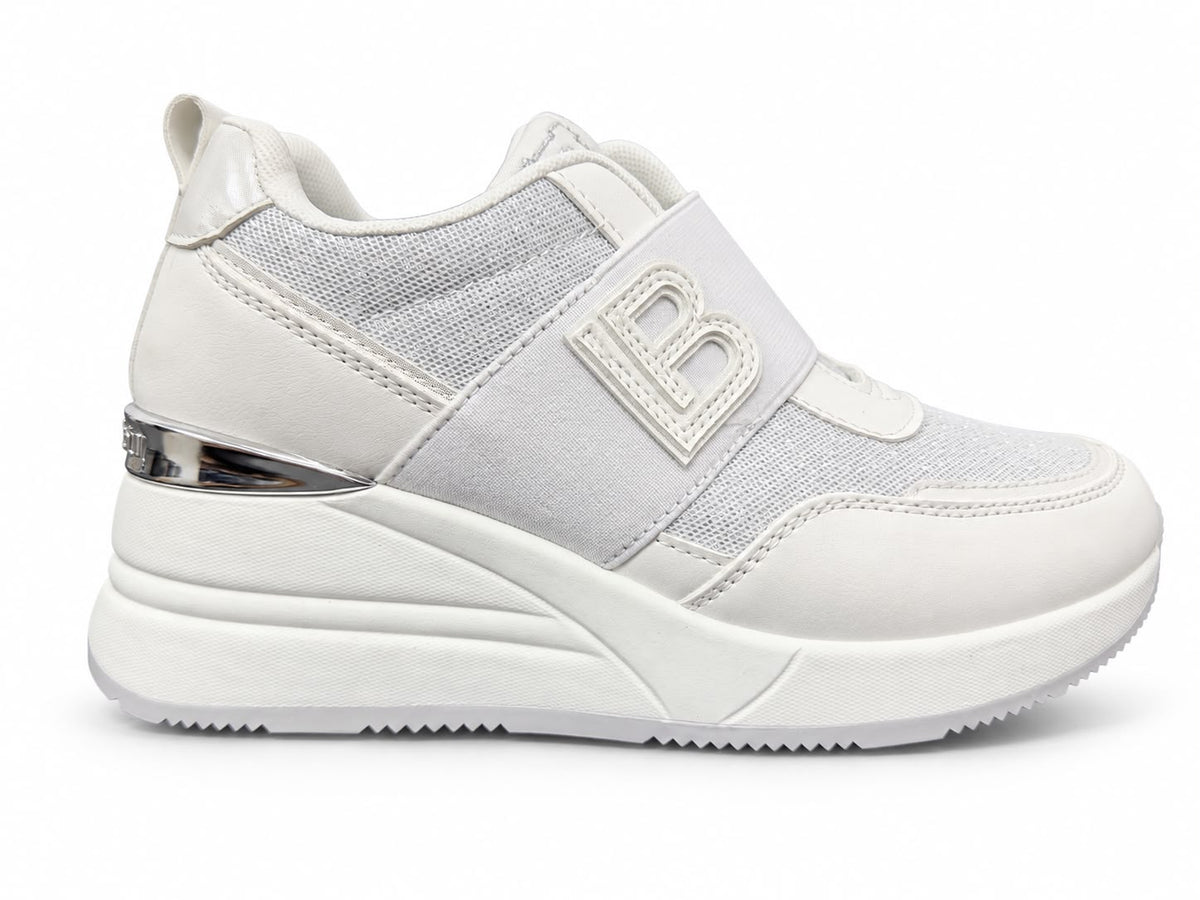 Sneakers Damă Laura Biagiotti White & Silver – Design Elegant Modern, Platformă Înaltă și Detalii Strălucitoare