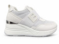 Sneakers Damă Laura Biagiotti White & Silver – Design Elegant Modern, Platformă Înaltă și Detalii Strălucitoare