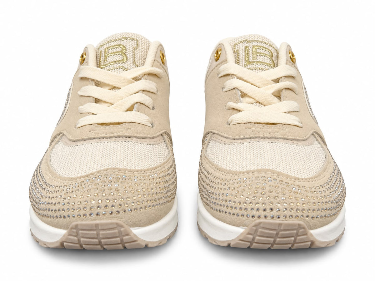 Sneakers Damă Laura Biagiotti Beige & Gold – Design Elegant, Detalii Strălucitoare și Talpă Confortabilă cu Amortizare